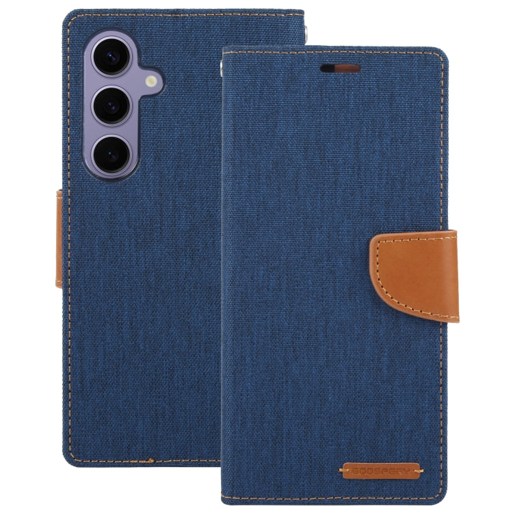 For Samsung Galaxy S24 5G GOOSPERY CANVAS DIARY Fabric Texture Flip Leather Phone Case(Navy Blue) - Galaxy S24 5G Cases by GOOSPERY | Online Shopping UK | buy2fix