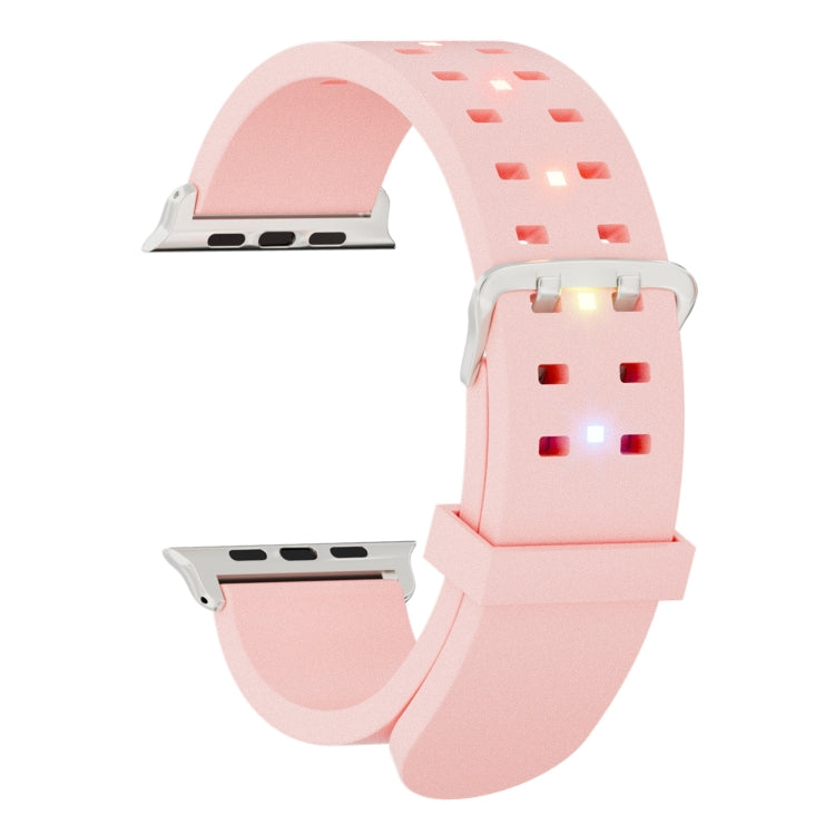 For Apple Watch Series 6 44mm Luminous Colorful Light Silicone Watch Band(Pink) - Watch Bands by buy2fix | Online Shopping UK | buy2fix