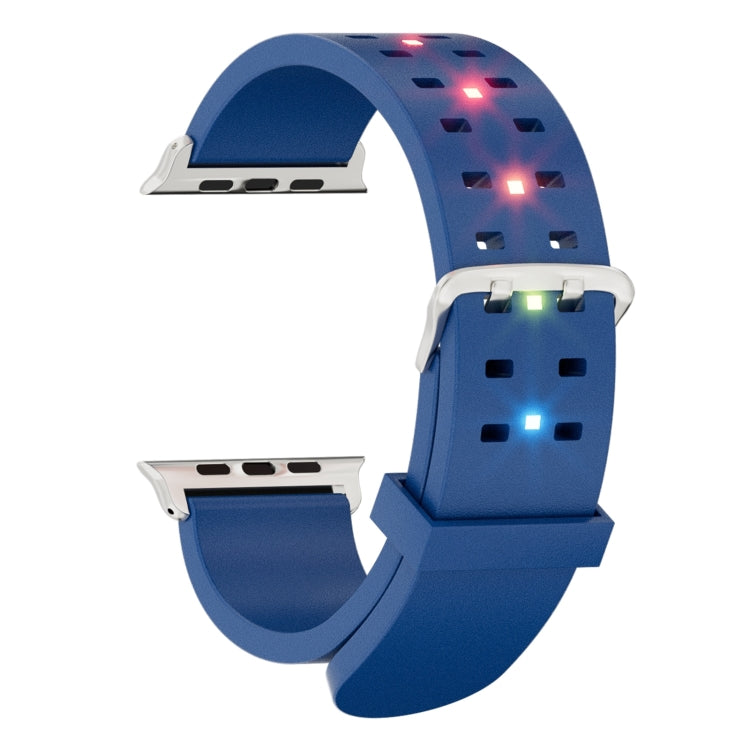 For Apple Watch 38mm Luminous Colorful Light Silicone Watch Band(Blue) - Watch Bands by buy2fix | Online Shopping UK | buy2fix