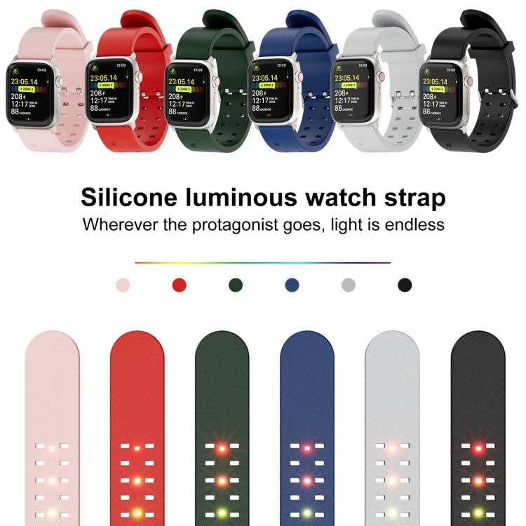 For Apple Watch Series 5 40mm Luminous Colorful Light Silicone Watch Band(Red) - Watch Bands by buy2fix | Online Shopping UK | buy2fix