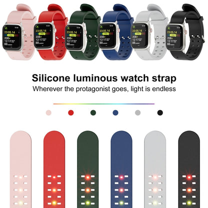 For Apple Watch Series 8 45mm Luminous Colorful Light Silicone Watch Band(Light Grey) - Watch Bands by buy2fix | Online Shopping UK | buy2fix