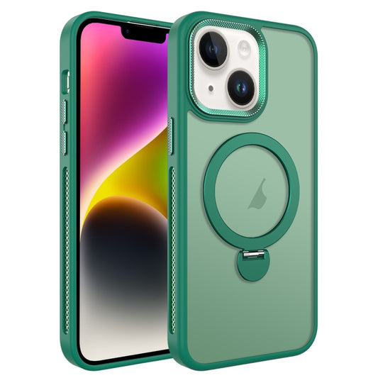 For iPhone 14 Plus MagSafe Magnetic Holder Breathable Phone Case(Green) - iPhone 14 Plus Cases by buy2fix | Online Shopping UK | buy2fix