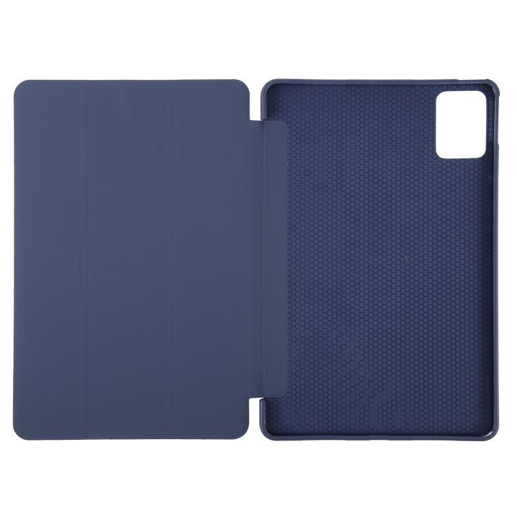 For Lenovo Tab M11/ Xiaoxin Pad 11 2024 Tri-fold Silicone Leather Tablet Case(Dark Blue) - Lenovo by buy2fix | Online Shopping UK | buy2fix