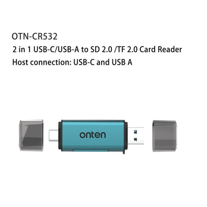Onten CR532 2 in 1 USB-A / USB-C to SD2.0 / TF2.0 USB Card Reader(Pine Green) -  by Onten | Online Shopping UK | buy2fix