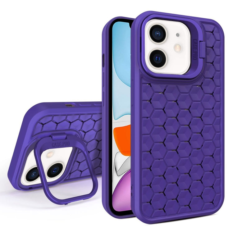 For iPhone 11 Honeycomb Radiating Lens Holder Magsafe Phone Case(Purple) - iPhone 11 Cases by buy2fix | Online Shopping UK | buy2fix