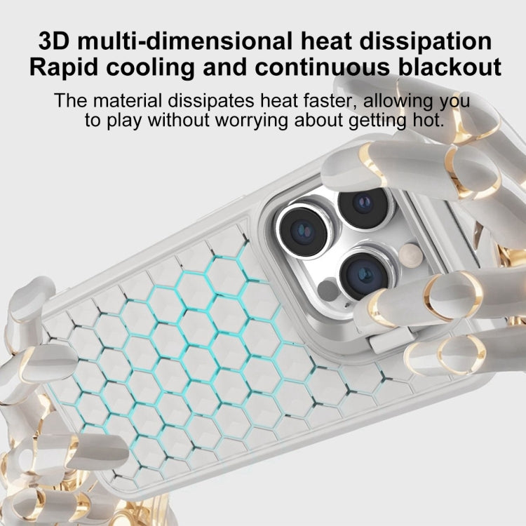 For iPhone 16 Pro Max Honeycomb Radiating Lens Holder Magsafe Phone Case(Grey) - iPhone 16 Pro Max Cases by buy2fix | Online Shopping UK | buy2fix