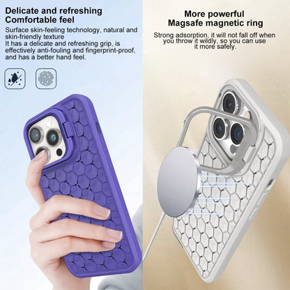 For iPhone 14 Plus Honeycomb Radiating Lens Holder Magsafe Phone Case(Grey) - iPhone 14 Plus Cases by buy2fix | Online Shopping UK | buy2fix