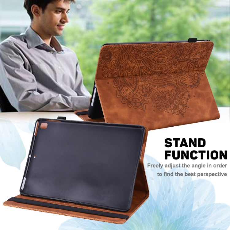 For Lenovo Tab M11 / Xiaoxin Pad 11 2024 Peacock Embossed Pattern Leather Tablet Case(Brown) - Lenovo by buy2fix | Online Shopping UK | buy2fix