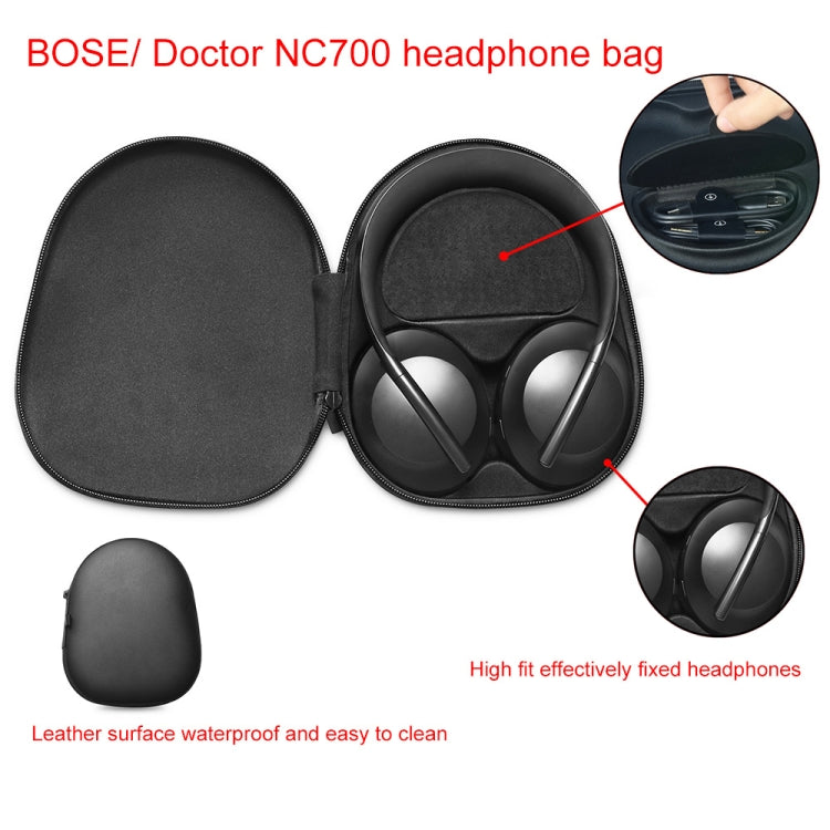 For Bose NC700 Bluetooth Headset Classic PU Storage Bag Protective Case(Black) - Other Accessories by buy2fix | Online Shopping UK | buy2fix