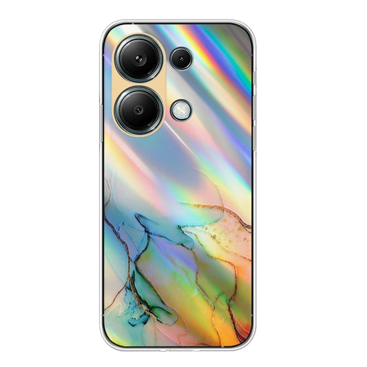 For Xiaomi Redmi Note 13 Pro 4G / Poco M6 Pro 4G Laser Marble Pattern Clear TPU Protective Phone Case(Yellow) - Note 13 Pro Cases by buy2fix | Online Shopping UK | buy2fix