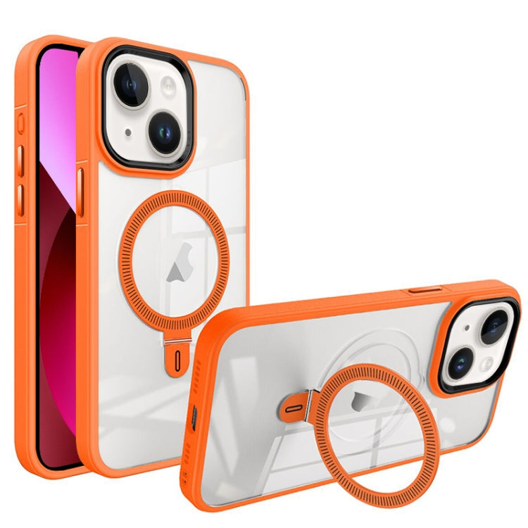 For iPhone 13 Shield Armor MagSafe Holder Phone Case(Orange) - iPhone 13 Cases by buy2fix | Online Shopping UK | buy2fix