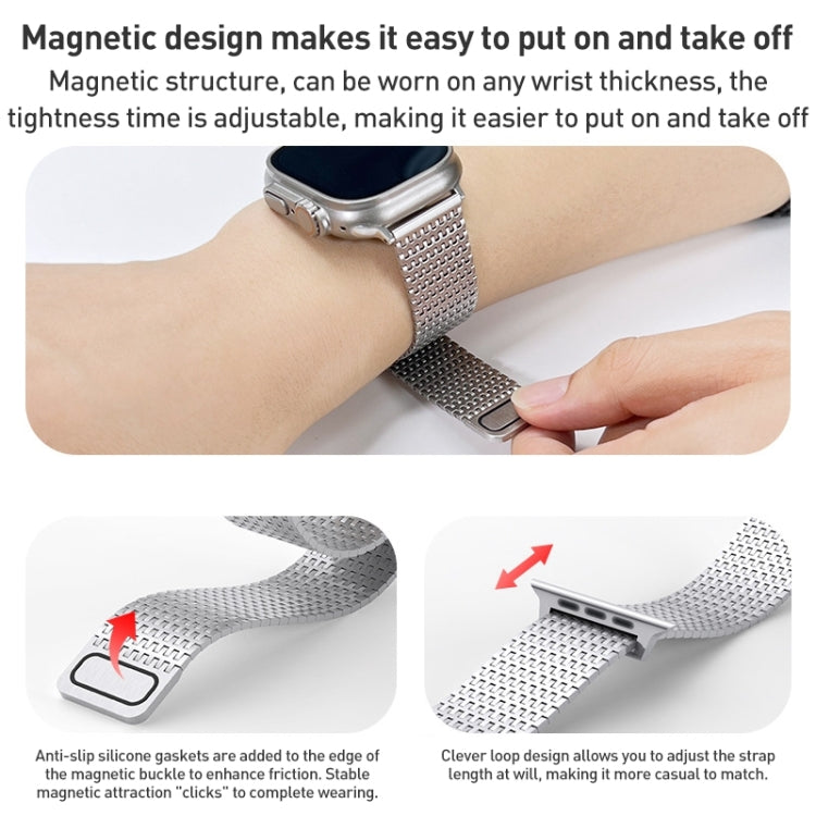 For Apple Watch Series 7 45mm Milanese Loop Magnetic Clasp Stainless Steel Watch Band(Silver) - Watch Bands by buy2fix | Online Shopping UK | buy2fix