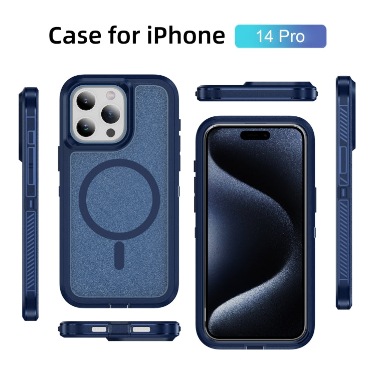 For iPhone 14 Pro Guard Magsafe Magnetic Ring Matte Phone Case(Royal Blue) - iPhone 14 Pro Cases by buy2fix | Online Shopping UK | buy2fix