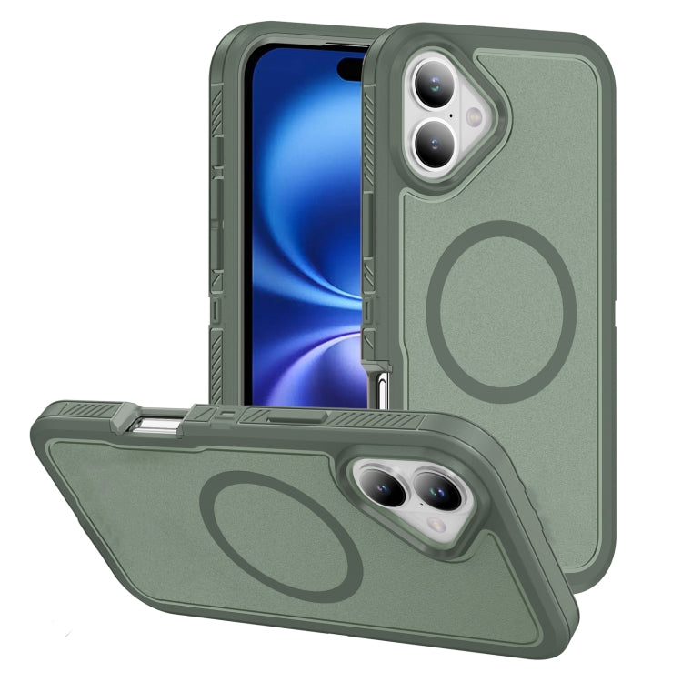 For iPhone 16 Guard Magsafe Magnetic Ring Matte Phone Case(Green) - iPhone 16 Cases by buy2fix | Online Shopping UK | buy2fix