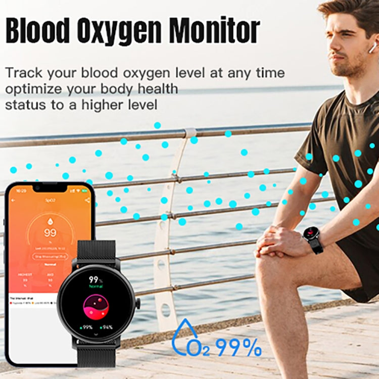 LEMFO LF35 1.43 inch AMOLED Round Screen Silicone Strap Smart Watch Supports Blood Oxygen Detection(Black) - Smart Watches by LEMFO | Online Shopping UK | buy2fix