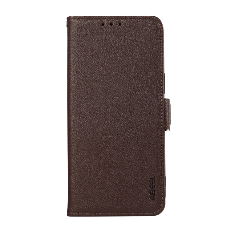 For Samsung Galaxy S21 5G ABEEL Side-Magnetic Litchi Pattern Leather RFID Phone Case(Brown) - Galaxy S21 5G Cases by buy2fix | Online Shopping UK | buy2fix