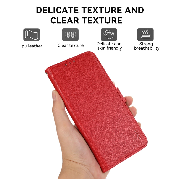 For Samsung Galaxy S22 Ultra 5G ABEEL Side-Magnetic Litchi Pattern Leather RFID Phone Case(Red) - Galaxy S22 Ultra 5G Cases by buy2fix | Online Shopping UK | buy2fix