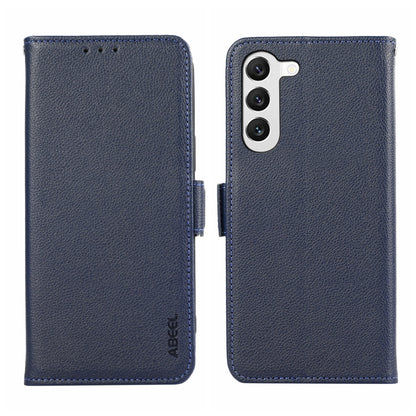 For Samsung Galaxy S22 5G ABEEL Side-Magnetic Litchi Pattern Leather RFID Phone Case(Blue) - Galaxy S22 5G Cases by buy2fix | Online Shopping UK | buy2fix