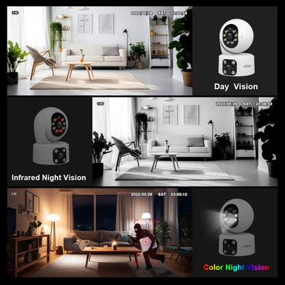 SriHome SH049 2MP + 2MP Humanoid Tracking Smart Night Vision Dual Lens HD IP Camera(AU Plug) - Wireless Camera by SriHome | Online Shopping UK | buy2fix