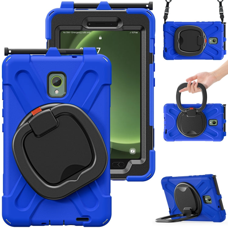 For Samsung Galaxy Tab Active5 X300 Silicone Hybrid PC Tablet Case with Holder & Shoulder Strap(Blue) - Other Galaxy Tab PC by buy2fix | Online Shopping UK | buy2fix