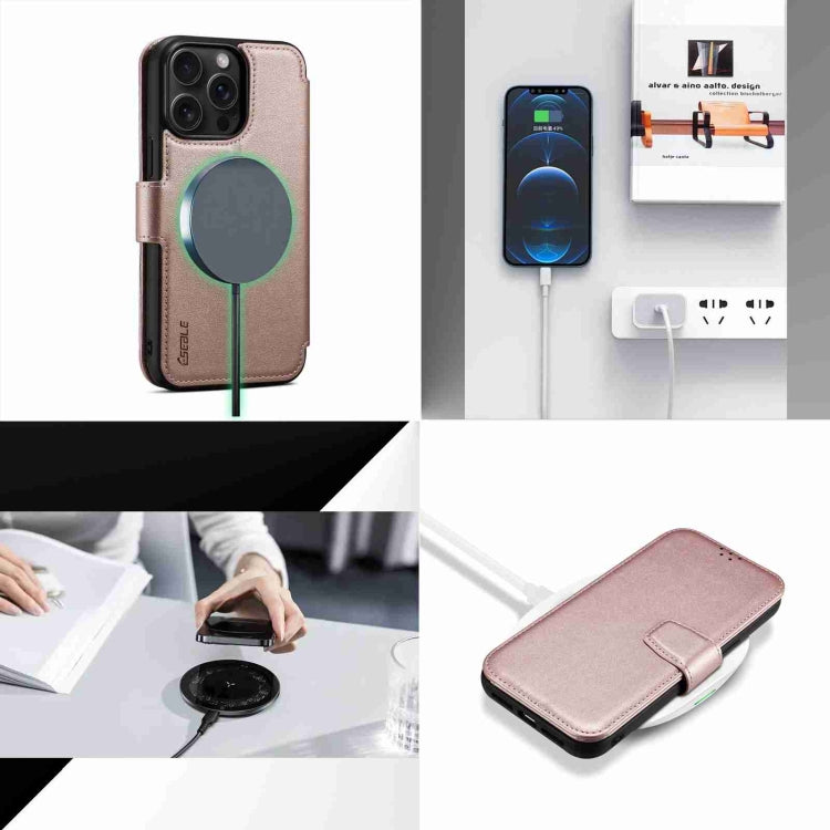 For iPhone 14 / 13 ESEBLE E1 Nappa Texture MagSafe Holder Leather Phone Case(Rose Gold) - iPhone 14 Cases by ESEBLE | Online Shopping UK | buy2fix