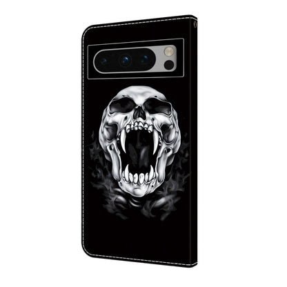 For Google Pixel 9 Pro Crystal Painted Leather Phone case(Skull) - Google Cases by buy2fix | Online Shopping UK | buy2fix