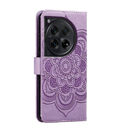 For OnePlus 12 Sun Mandala Embossing Pattern Phone Leather Case(Purple) - OnePlus Cases by buy2fix | Online Shopping UK | buy2fix