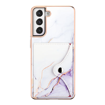 For Samsung Galaxy S21+ 5G Marble Pattern IMD Card Slot Phone Case(White Purple) - Galaxy S21+ 5G Cases by buy2fix | Online Shopping UK | buy2fix