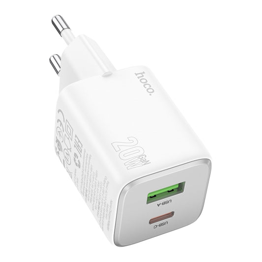 hoco N41 Almighty PD20W Type-C + QC3.0 USB Charger, EU Plug(White) - USB Charger by hoco | Online Shopping UK | buy2fix