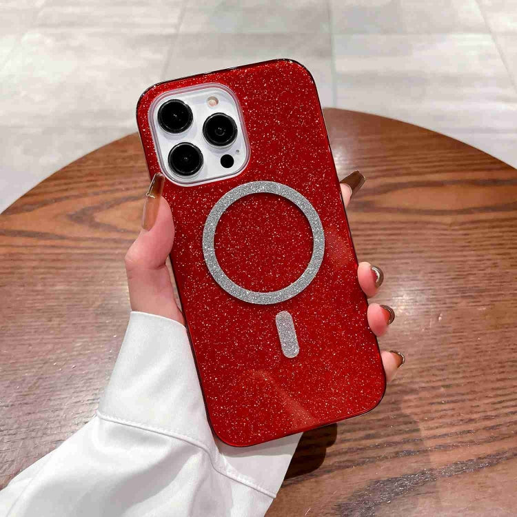 For iPhone 14 Glitter MagSafe Magnetic TPU Phone Case(Red) - iPhone 14 Cases by buy2fix | Online Shopping UK | buy2fix