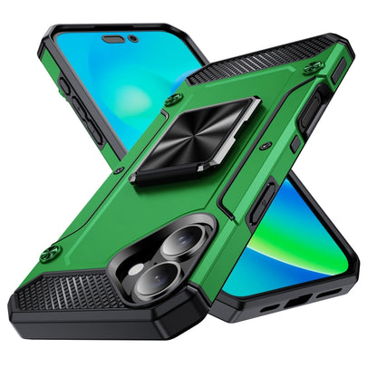 For iPhone 16 Plus Shockproof Metal Holder Phone Case(Green) - iPhone 16 Plus Cases by buy2fix | Online Shopping UK | buy2fix