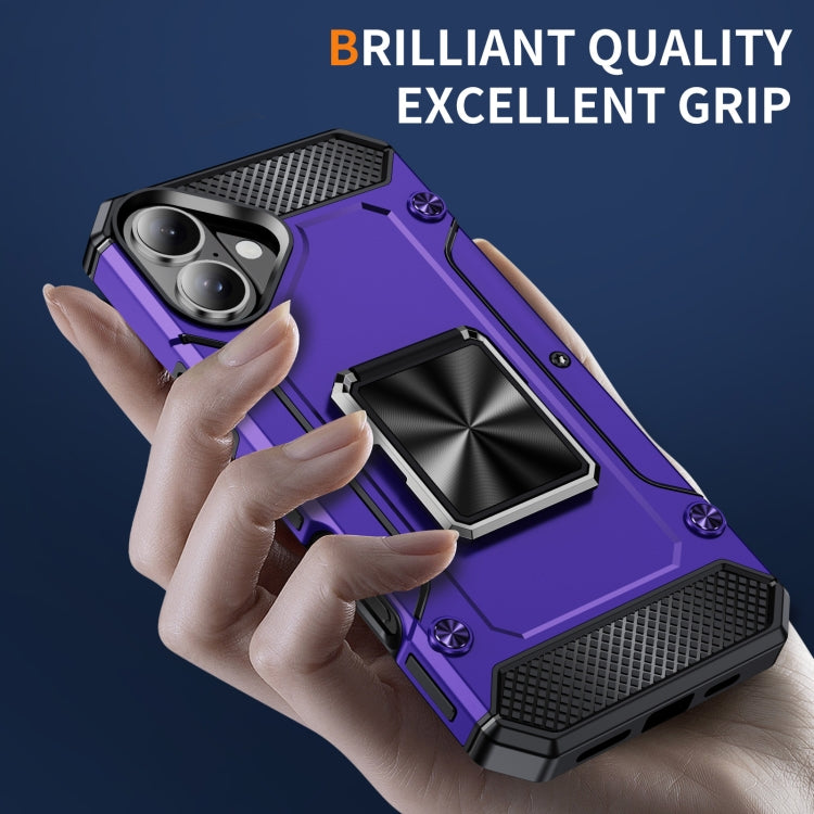 For iPhone 16 Pro Shockproof Metal Holder Phone Case(Purple) - iPhone 16 Pro Cases by buy2fix | Online Shopping UK | buy2fix