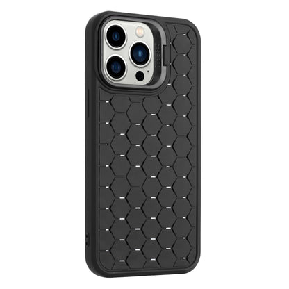 For iPhone 16 Pro Max Honeycomb Radiating Lens Holder TPU Phone Case(Black) - iPhone 16 Pro Max Cases by buy2fix | Online Shopping UK | buy2fix