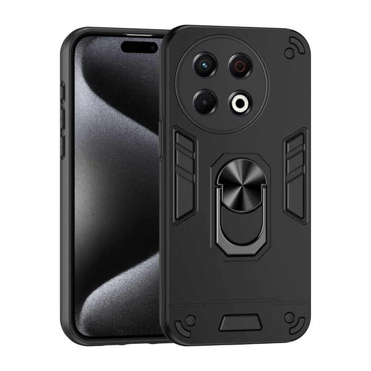 For Tecno Spark 30 Pro Shockproof Metal Ring Holder Phone Case(Black) - Tecno Cases by buy2fix | Online Shopping UK | buy2fix