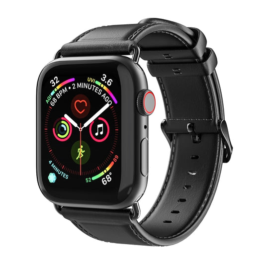 For Apple Watch Series 9 41mm DUX DUCIS Business Genuine Leather Watch Strap(Black) - Watch Bands by DUX DUCIS | Online Shopping UK | buy2fix