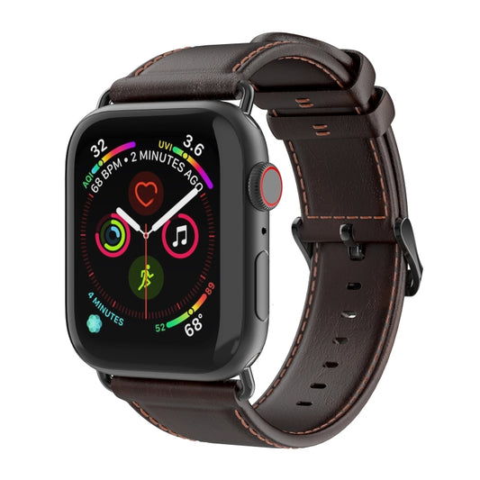 For Apple Watch Series 7 45mm DUX DUCIS Business Genuine Leather Watch Strap(Coffee) - Watch Bands by DUX DUCIS | Online Shopping UK | buy2fix