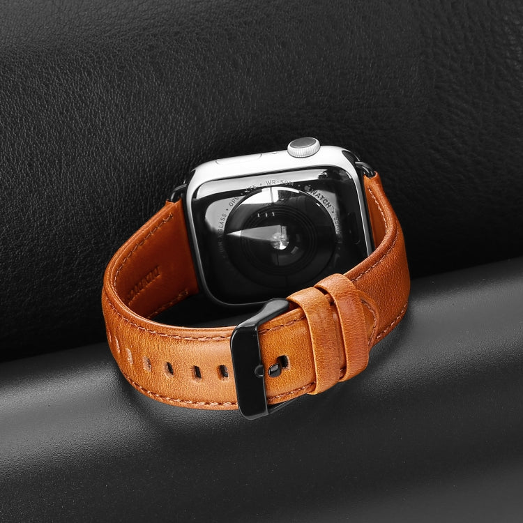 For Apple Watch Series 2 38mm DUX DUCIS Business Genuine Leather Watch Strap(Khaki) - Watch Bands by DUX DUCIS | Online Shopping UK | buy2fix