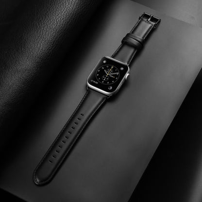 For Apple Watch Series 10 42mm DUX DUCIS Business Genuine Leather Watch Strap(Black) - Watch Bands by DUX DUCIS | Online Shopping UK | buy2fix