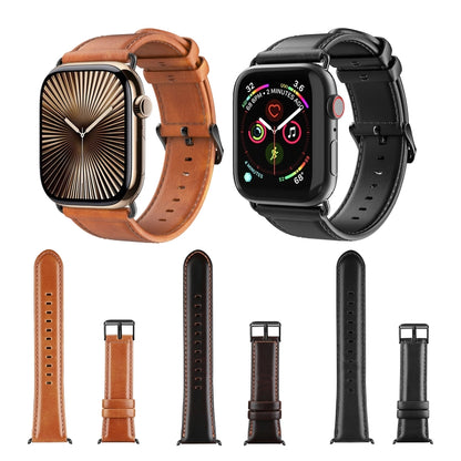 For Apple Watch Series 3 38mm DUX DUCIS Business Genuine Leather Watch Strap(Coffee) - Watch Bands by DUX DUCIS | Online Shopping UK | buy2fix