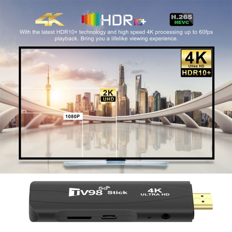 TV98 Rockchip 3228A Quad Core 4K HD Bluetooth Android TV Stick, RAM:2GB+16GB(AU Plug) - Android TV Sticks by buy2fix | Online Shopping UK | buy2fix