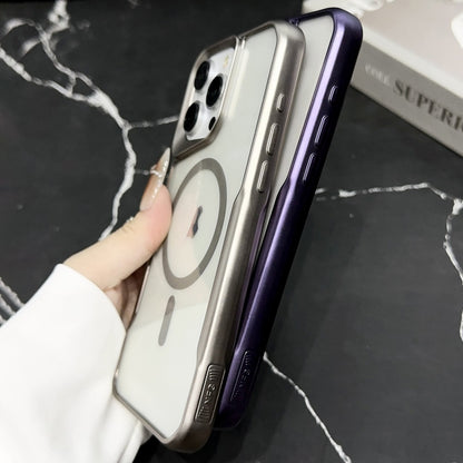 For iPhone 14 Blade Electroplating Frosted MagSafe Magnetic Phone Case(Purple) - iPhone 14 Cases by buy2fix | Online Shopping UK | buy2fix
