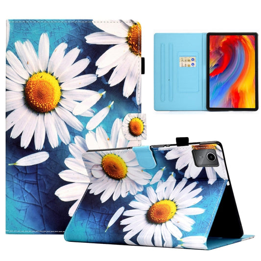 For Lenovo Tab M11 / Xiaoxin Pad 11 2024 Colored Drawing Sewing Pen Slot Leather Tablet Case(Sunflower) - Lenovo by buy2fix | Online Shopping UK | buy2fix
