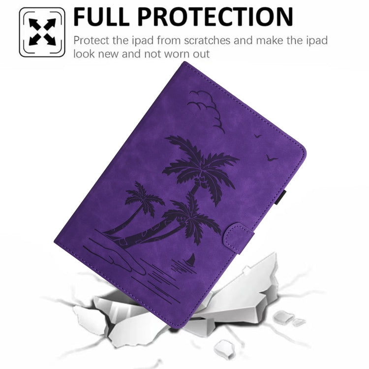 For Samsung Galaxy Tab A 9.7 T550/T555C Coconut Tree Embossed Smart Leather Tablet Case(Purple) - Other Galaxy Tab PC by buy2fix | Online Shopping UK | buy2fix