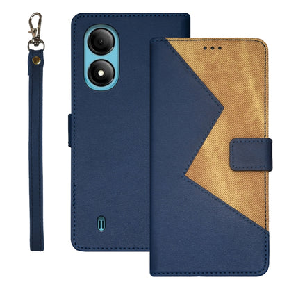 For ZTE Blade A33S idewei Two-color Splicing Leather Phone Case(Blue) - ZTE Cases by idewei | Online Shopping UK | buy2fix