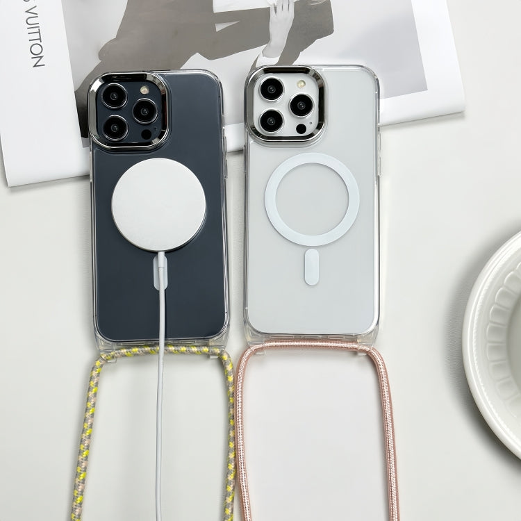 For iPhone 11 Pro Max MagSafe Magnetic PC + TPU Phone Case with Lanyard(Yellow Pink Grey) - iPhone 11 Pro Max Cases by buy2fix | Online Shopping UK | buy2fix