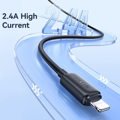 USAMS US-SJ699 USB to 8 Pin 2.4A Striped Fast Charge Data Cable, Length:3m(Black) - Normal Style Cable by USAMS | Online Shopping UK | buy2fix