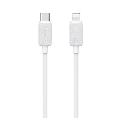 USAMS US-SJ702 USB-C / Type-C to 8 Pin 30W Striped Fast Charge Data Cable, Length:3m(White) - 2 in 1 Cable by USAMS | Online Shopping UK | buy2fix