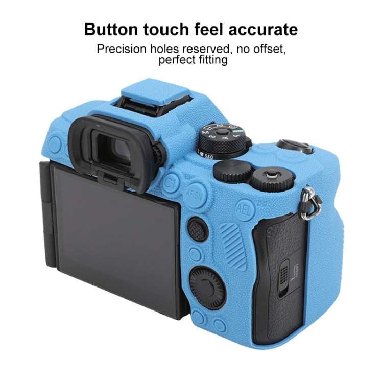 For Sony ILCE7RM5 / A7R5 Litchi Texture Soft Silicone Protective Case(Blue) - Protective Case by buy2fix | Online Shopping UK | buy2fix