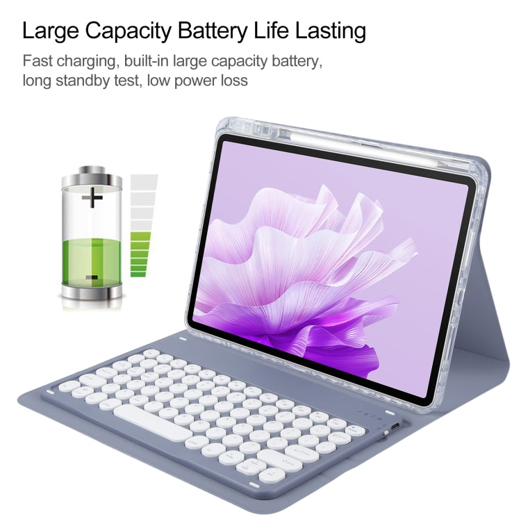 For Huawei MatePad Air 11.5 Round Button Bluetooth Keyboard Rotatable Holder Leather Case(Lavender Purple) - Huawei Keyboard by buy2fix | Online Shopping UK | buy2fix