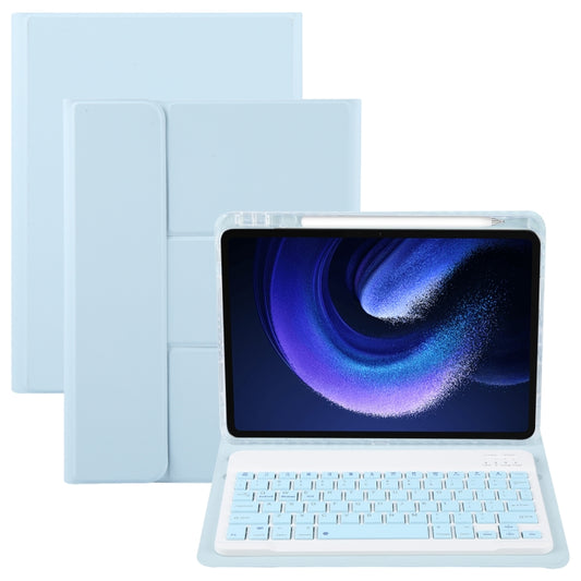 For Xiaomi Pad 6 Square Button Bluetooth Keyboard Rotatable Holder Leather Case(Sky Blue) - Others Keyboard by buy2fix | Online Shopping UK | buy2fix